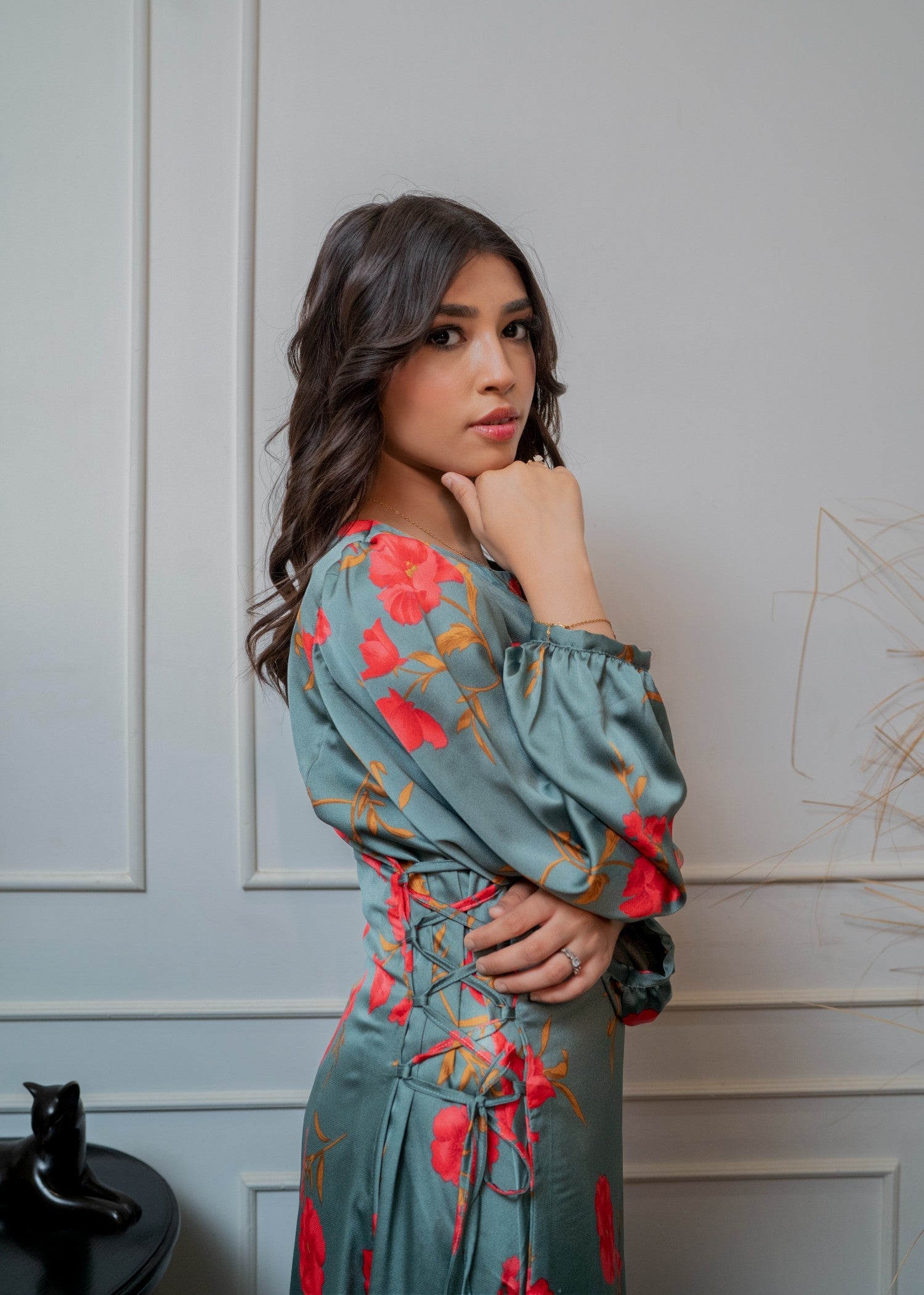 blended grip silk Dress in Pastel green