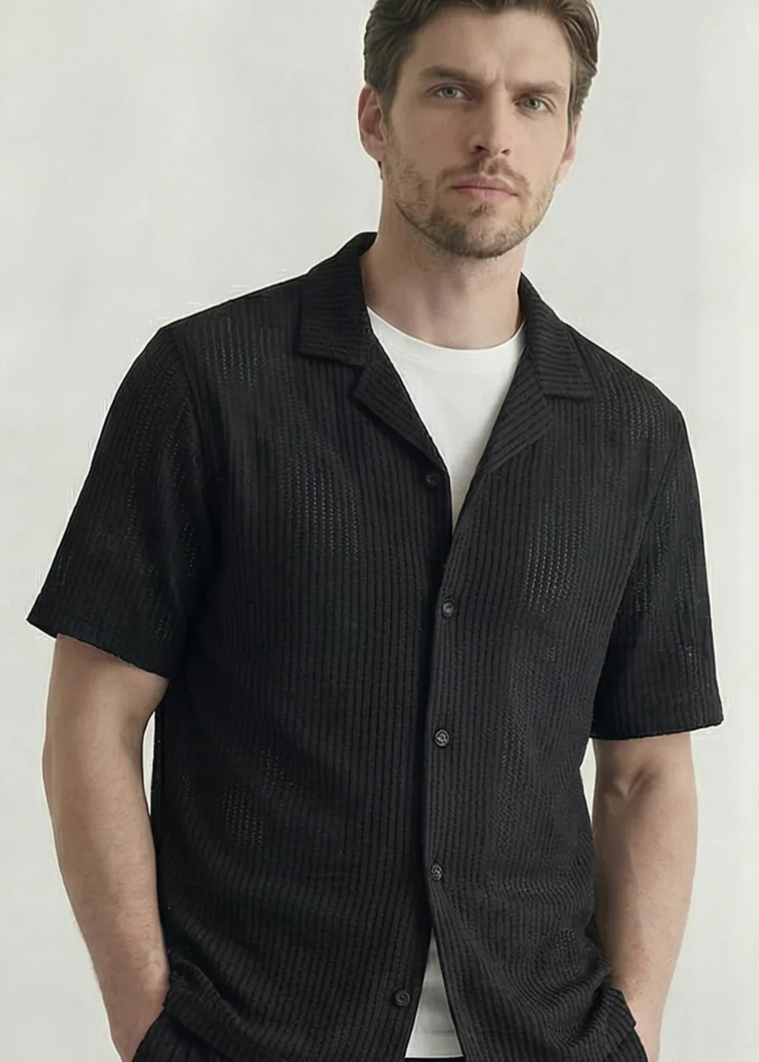 polyester Casual Shirt in Black