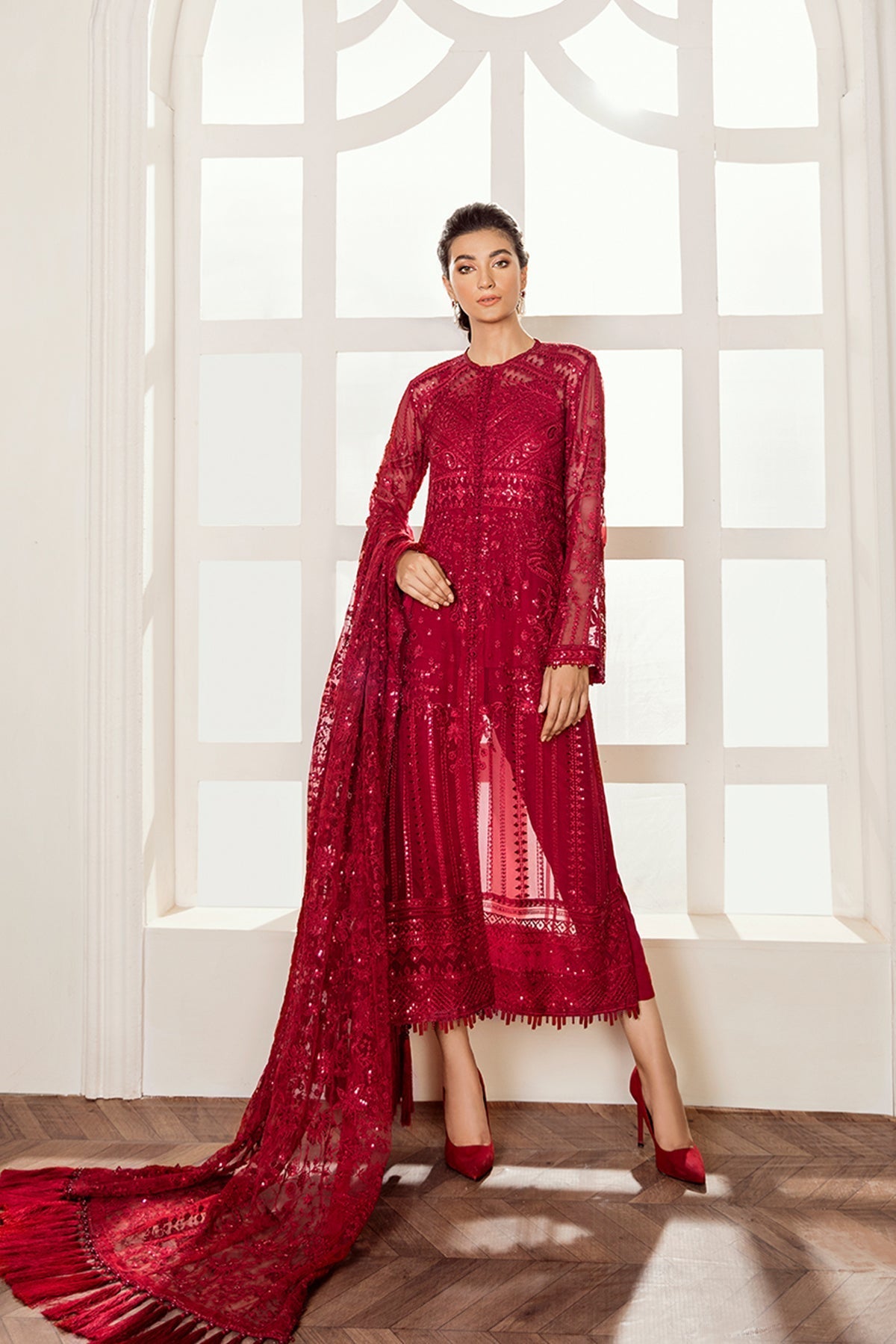 chiffon Unstitched in Red