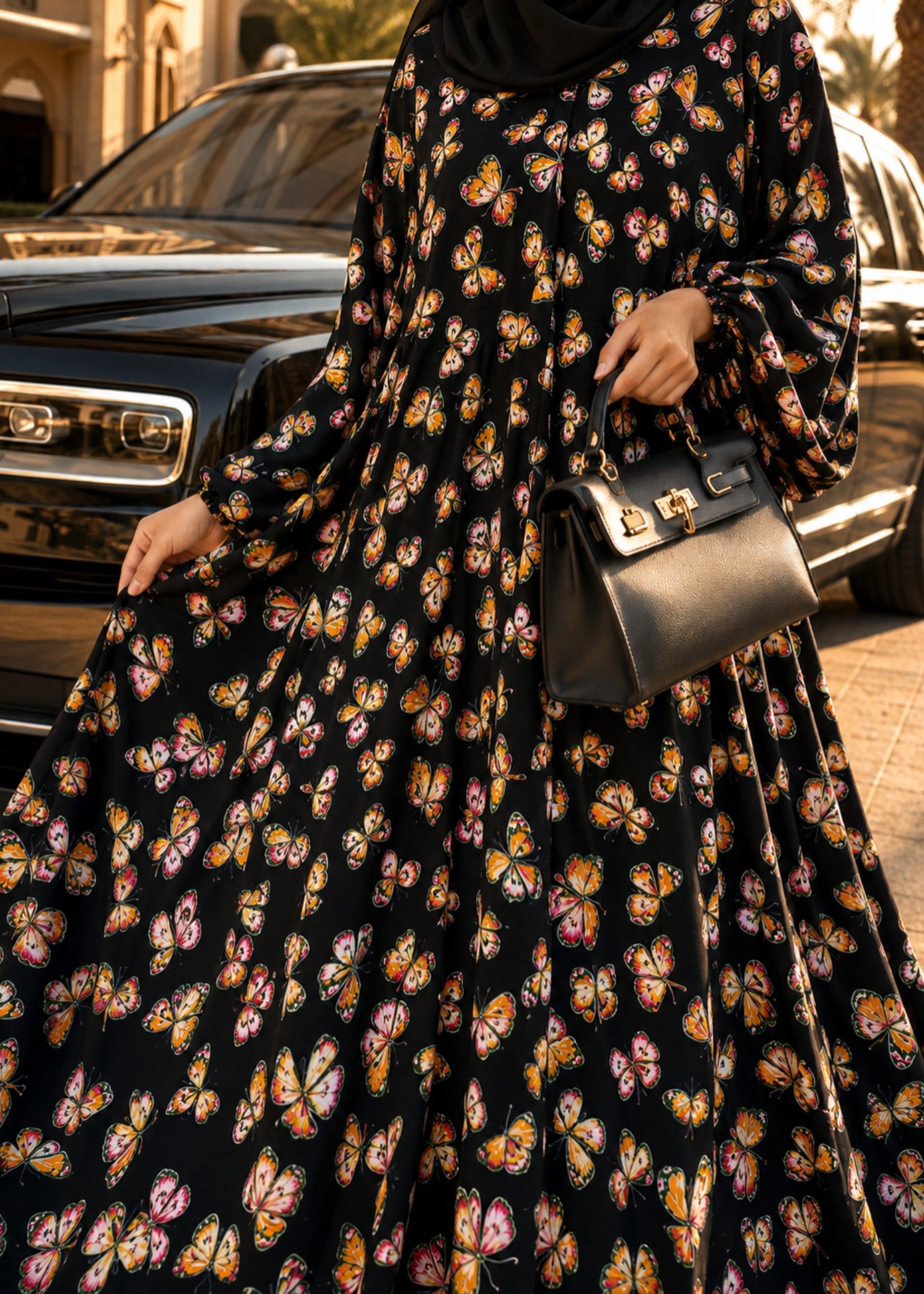 georgette Abaya in Black