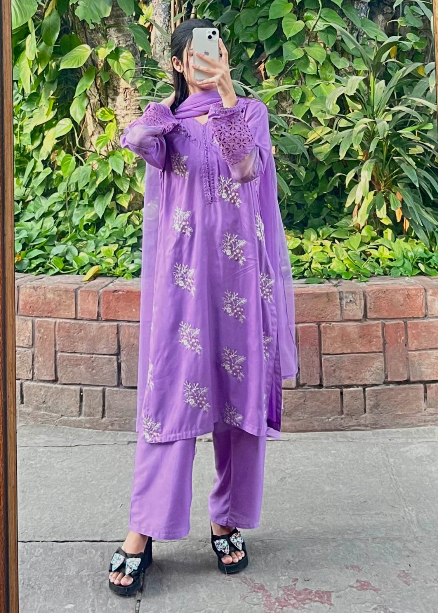 linen Kurta Set in Purple mountain majesty