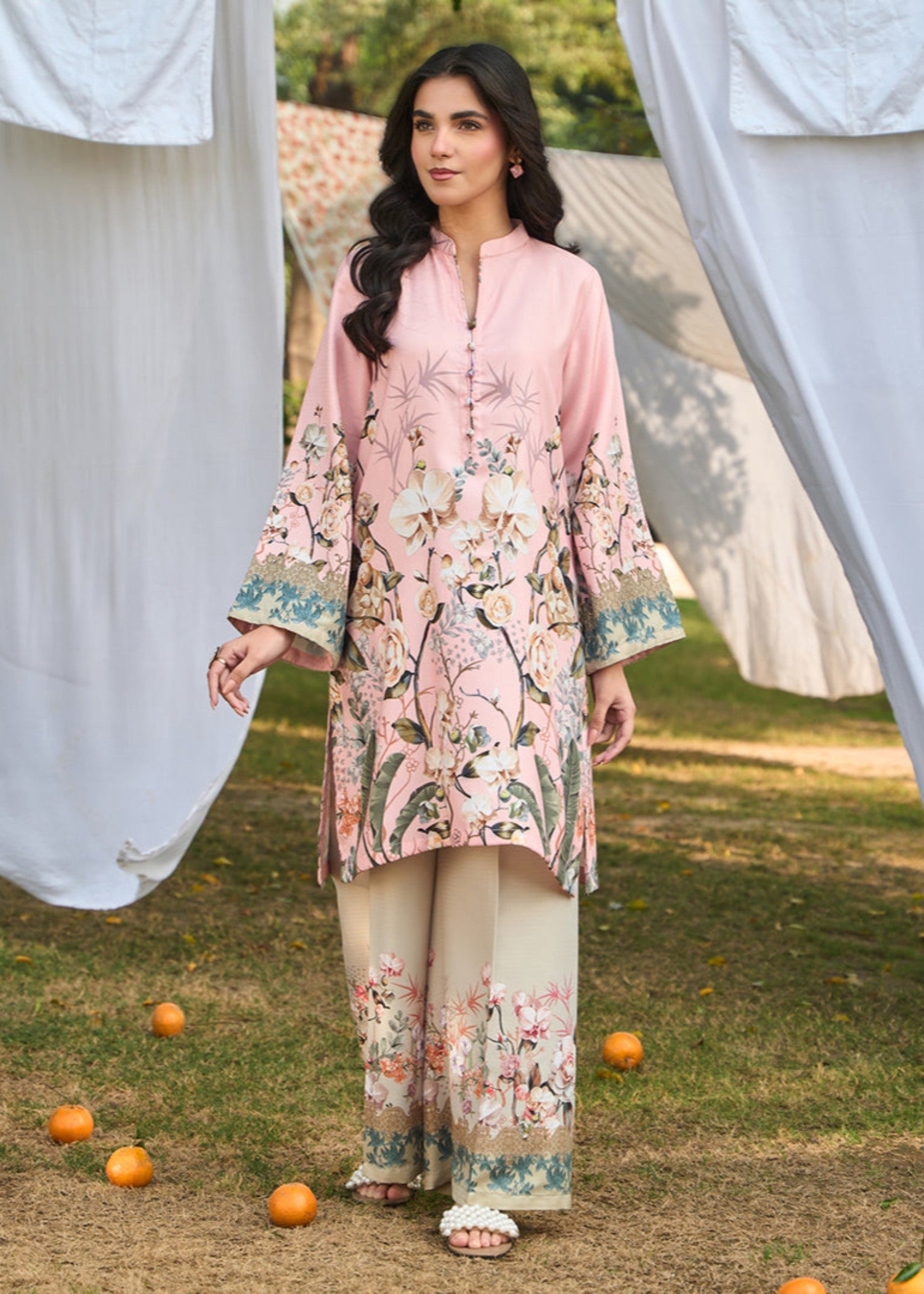 wool Kurta Set in Rose pink