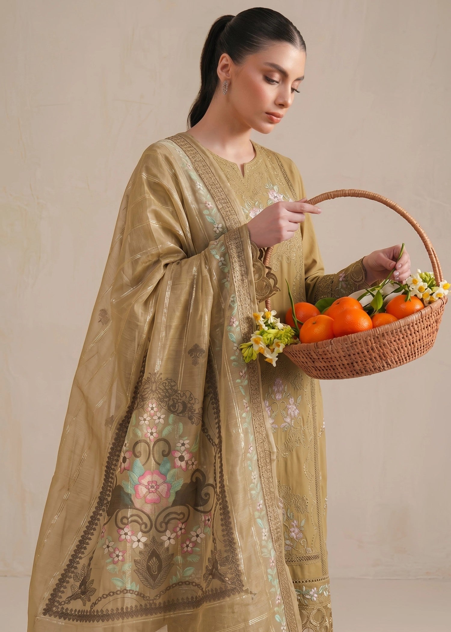 lawn Kurta Set in Peanut