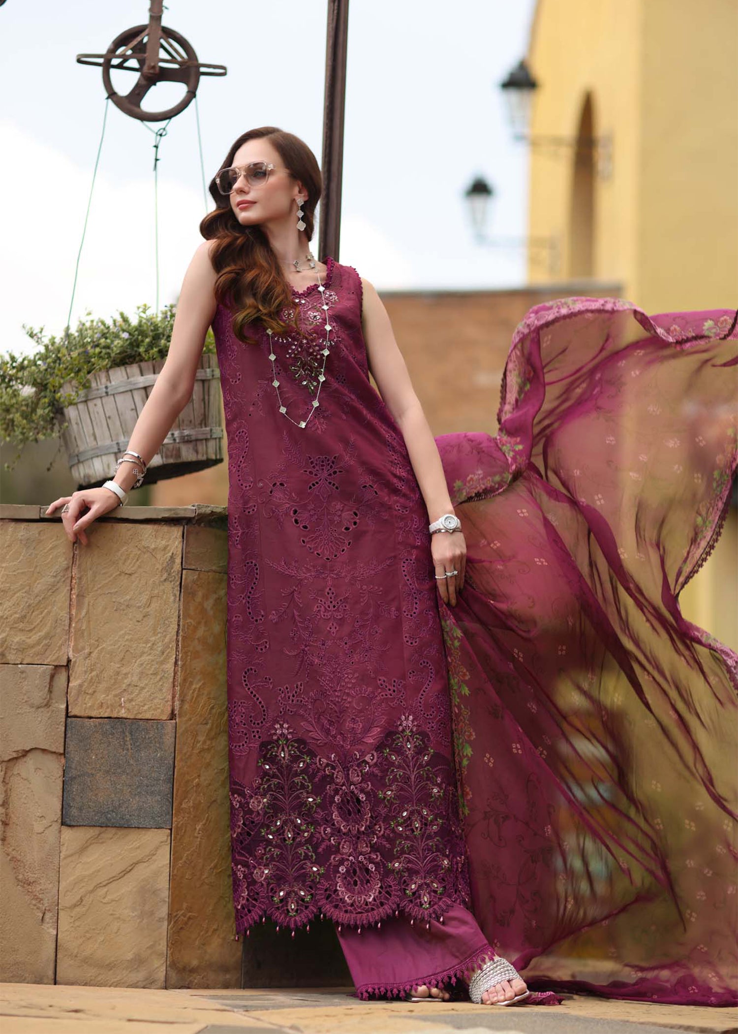 lawn Unstitched in Dark raspberry