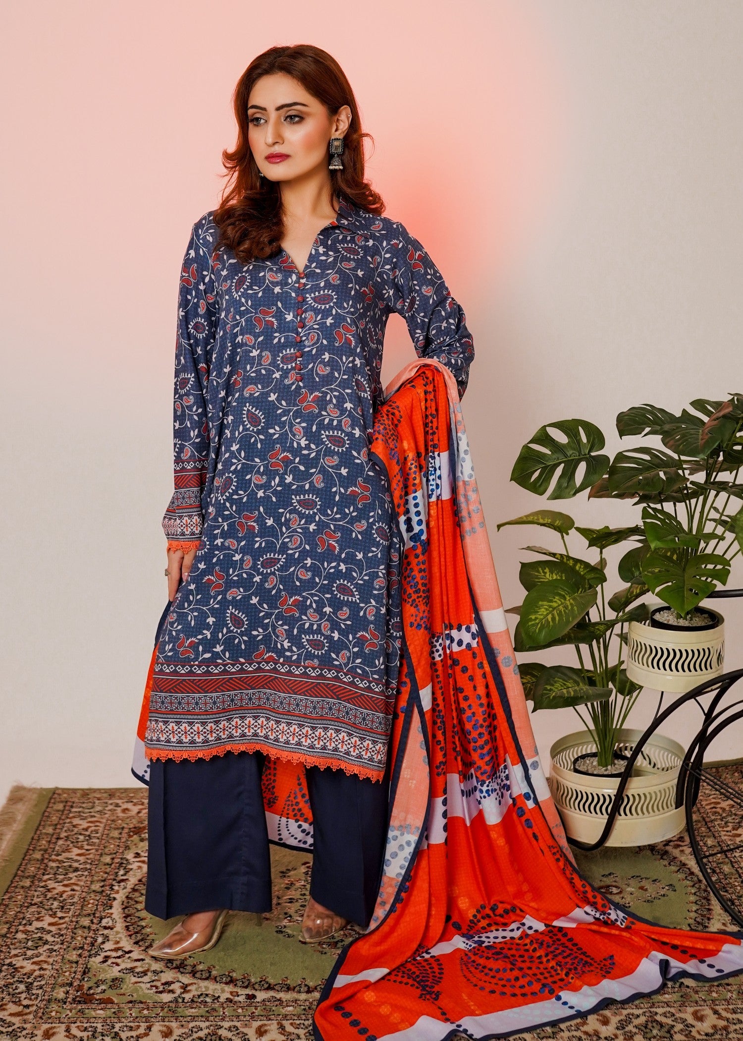 linen Kurta Set in Indigo