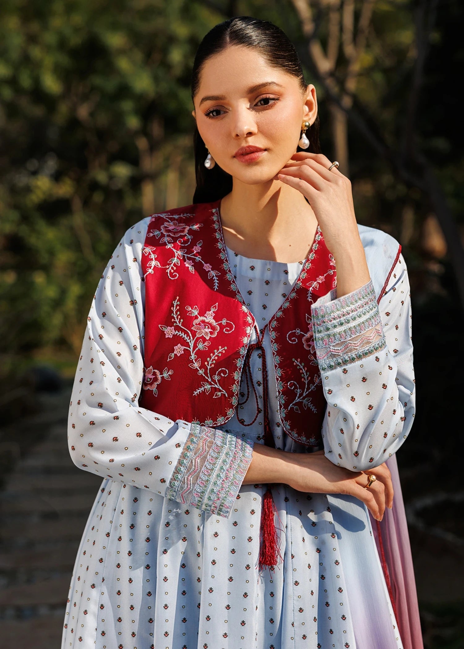 lawn cotton Pishwas in Sky blue