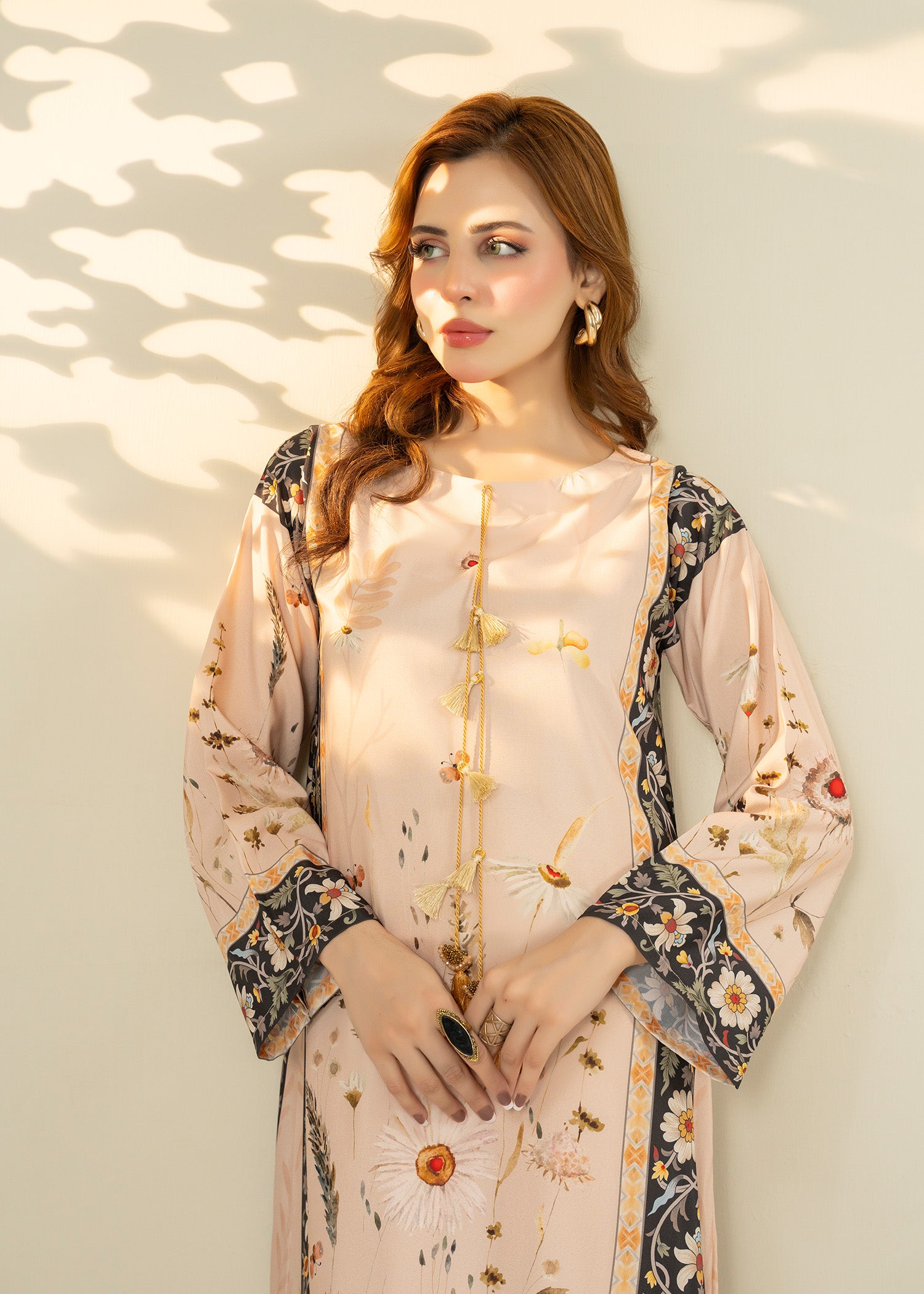 silk Kaftan in Beige