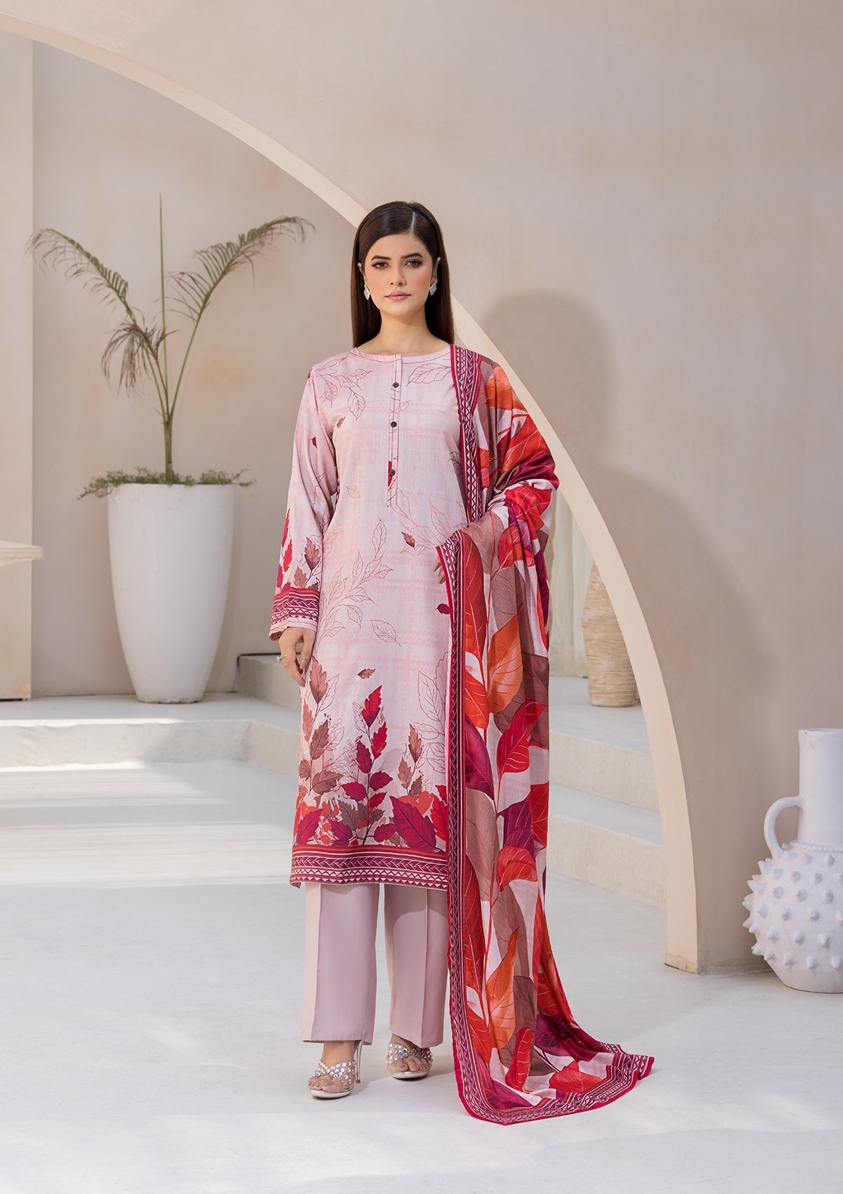linen Kurta Set in Pastel pink