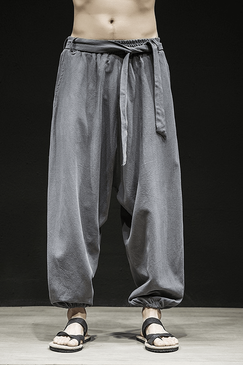 Spring and Summer New Chinese Style Pants Men'S Elastic Band Width
