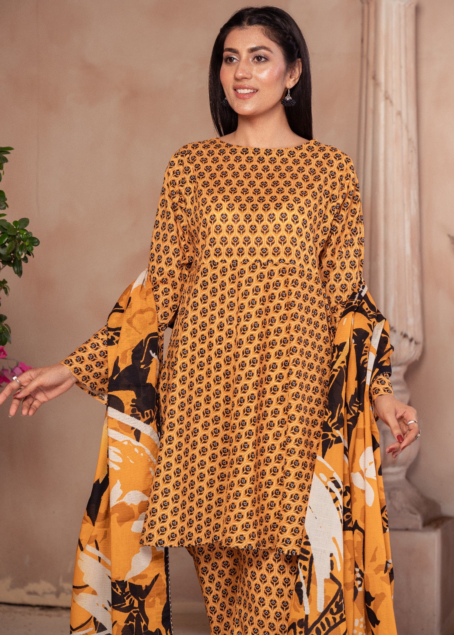 lawn Short Frock in Yellow