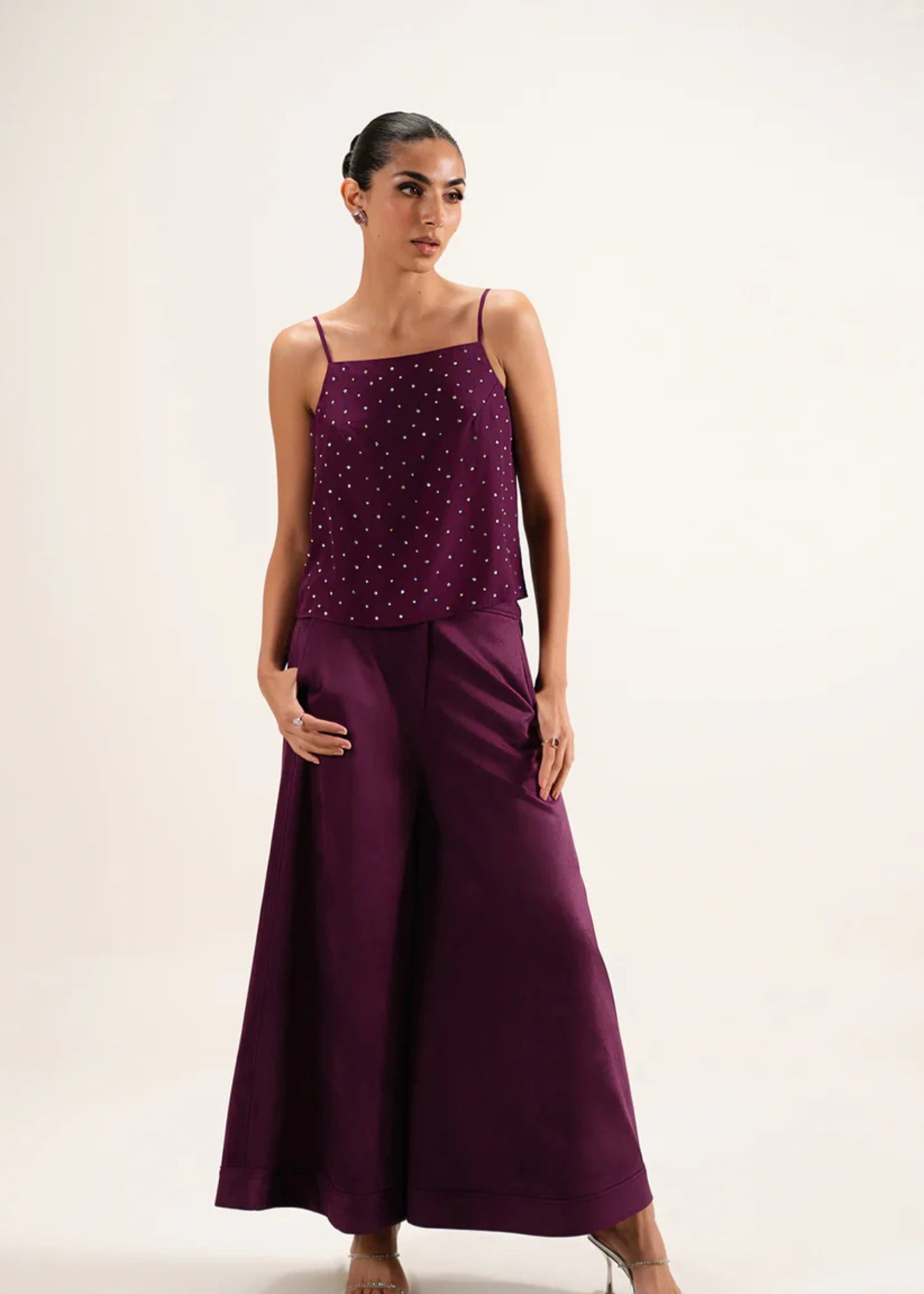 crepe Tank Top in Purple
