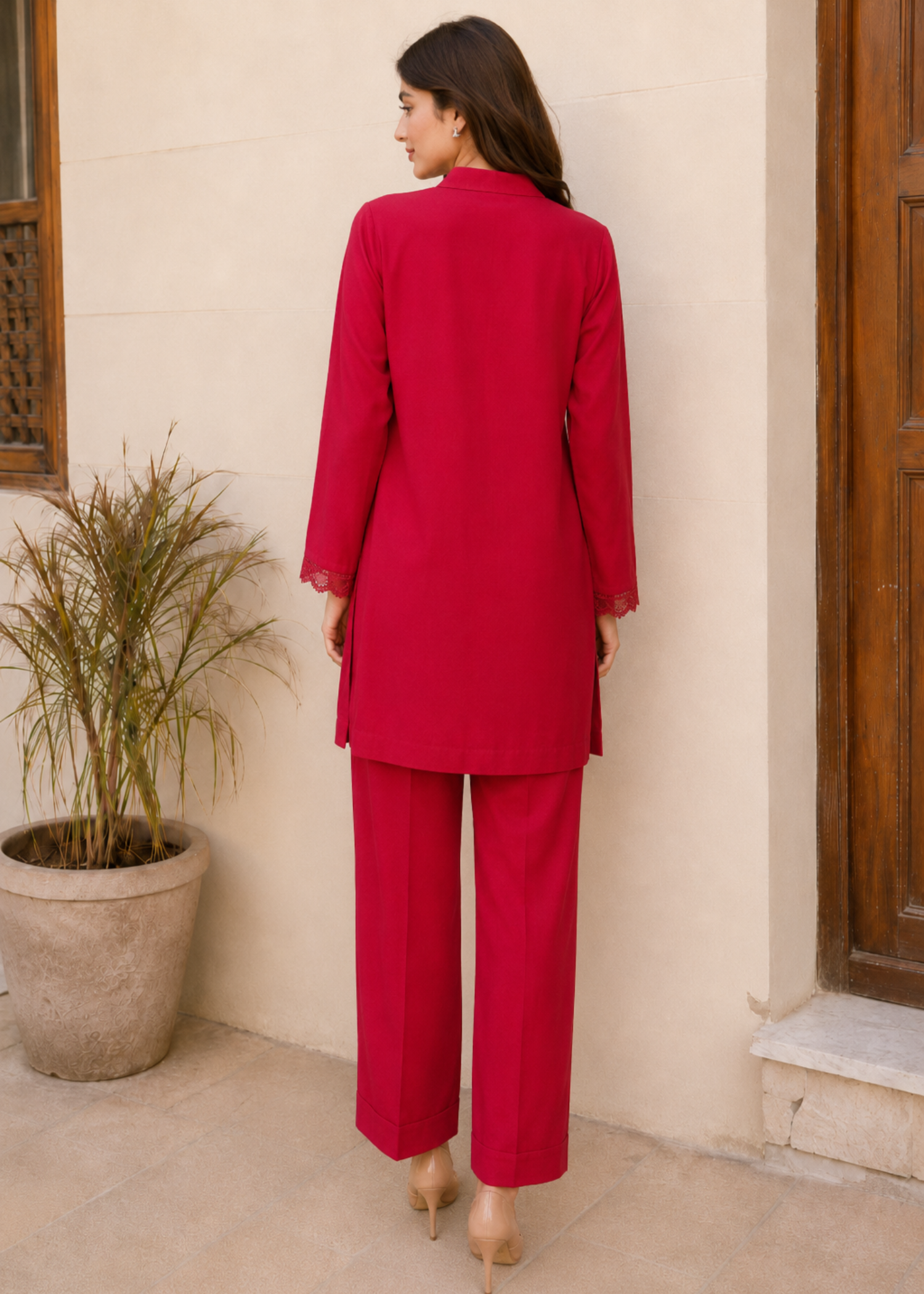 georgette Kurta Set in Red