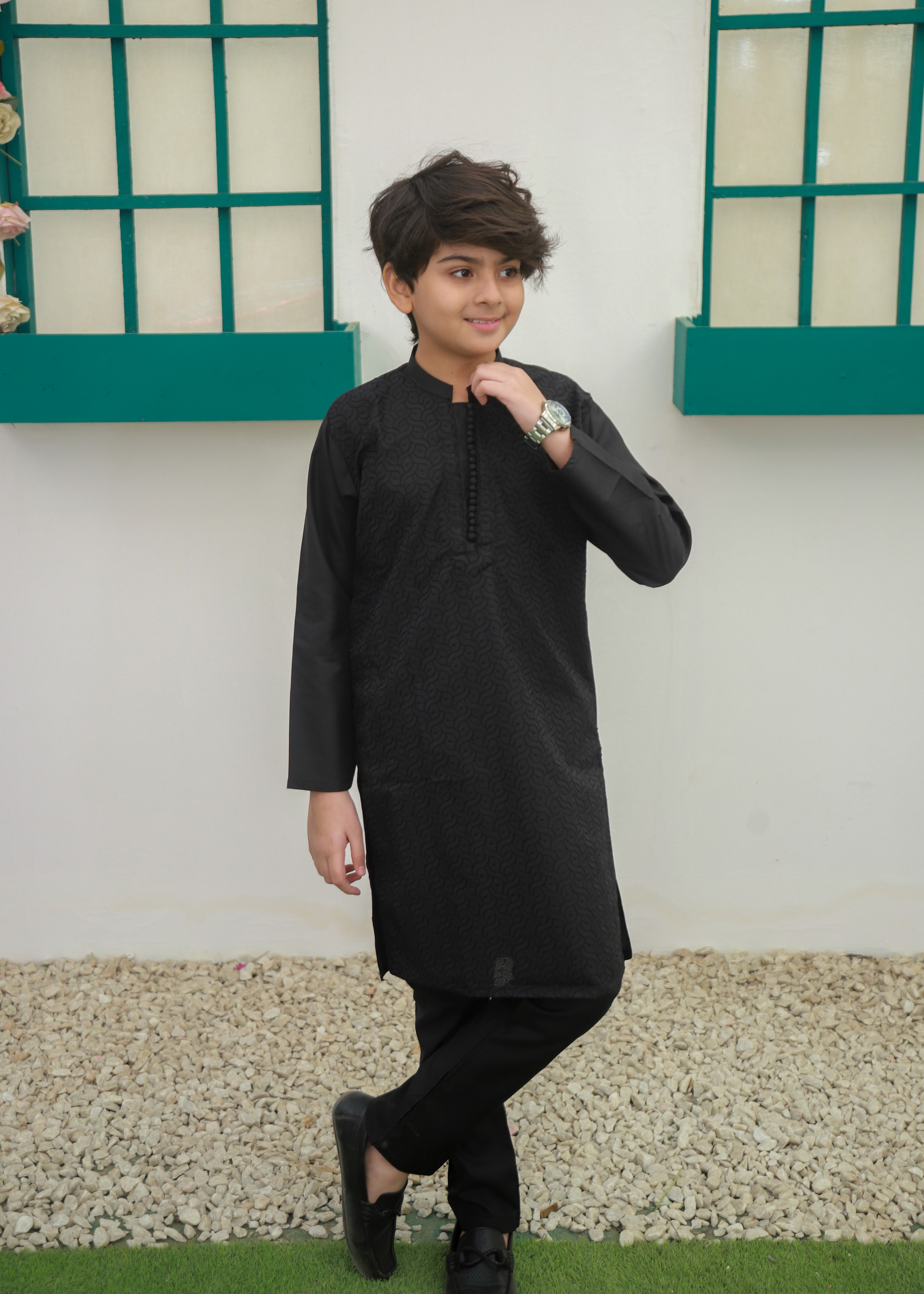 cotton Kurta Set in Onyx