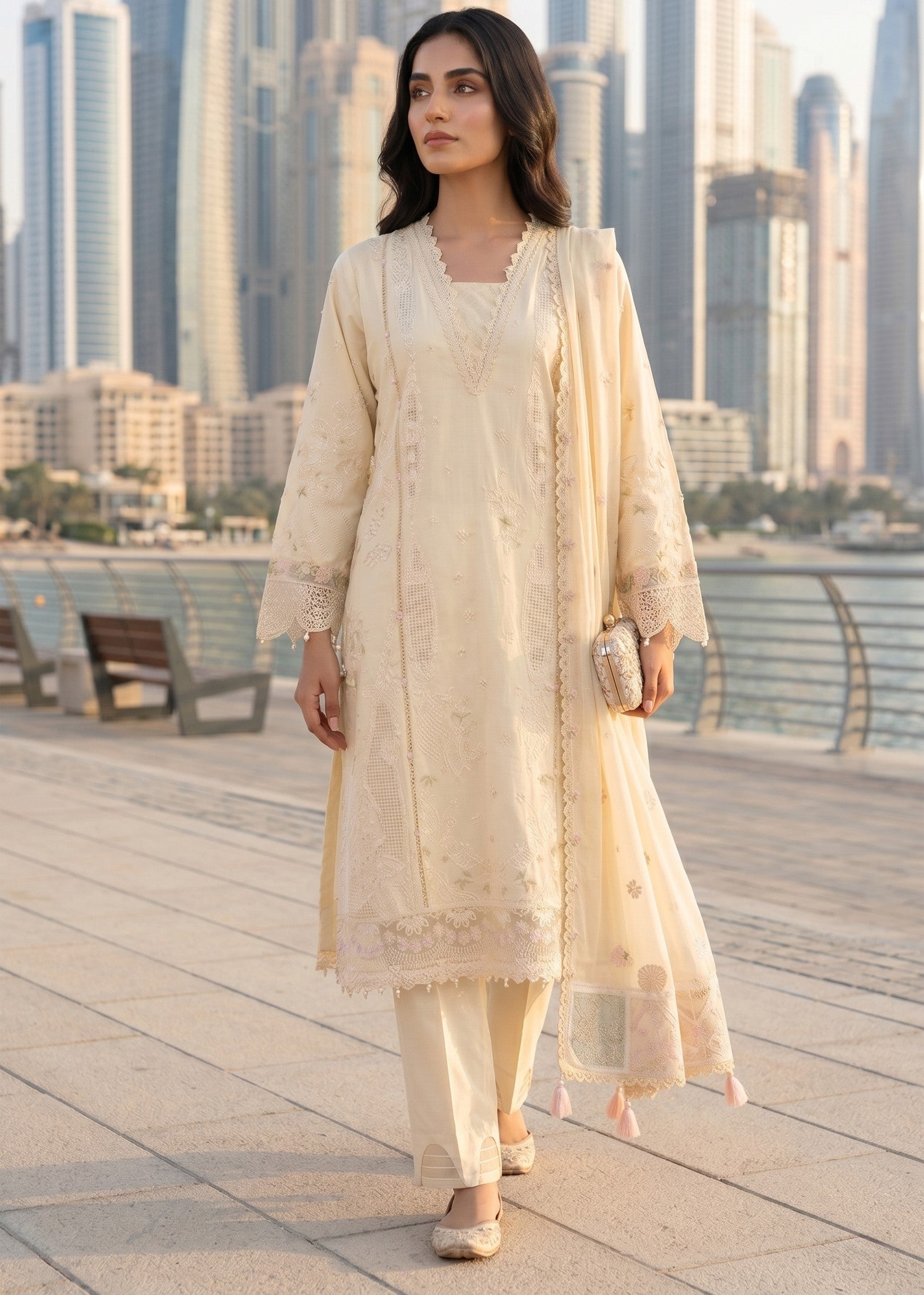 cotton Kurta Set in Light yellow