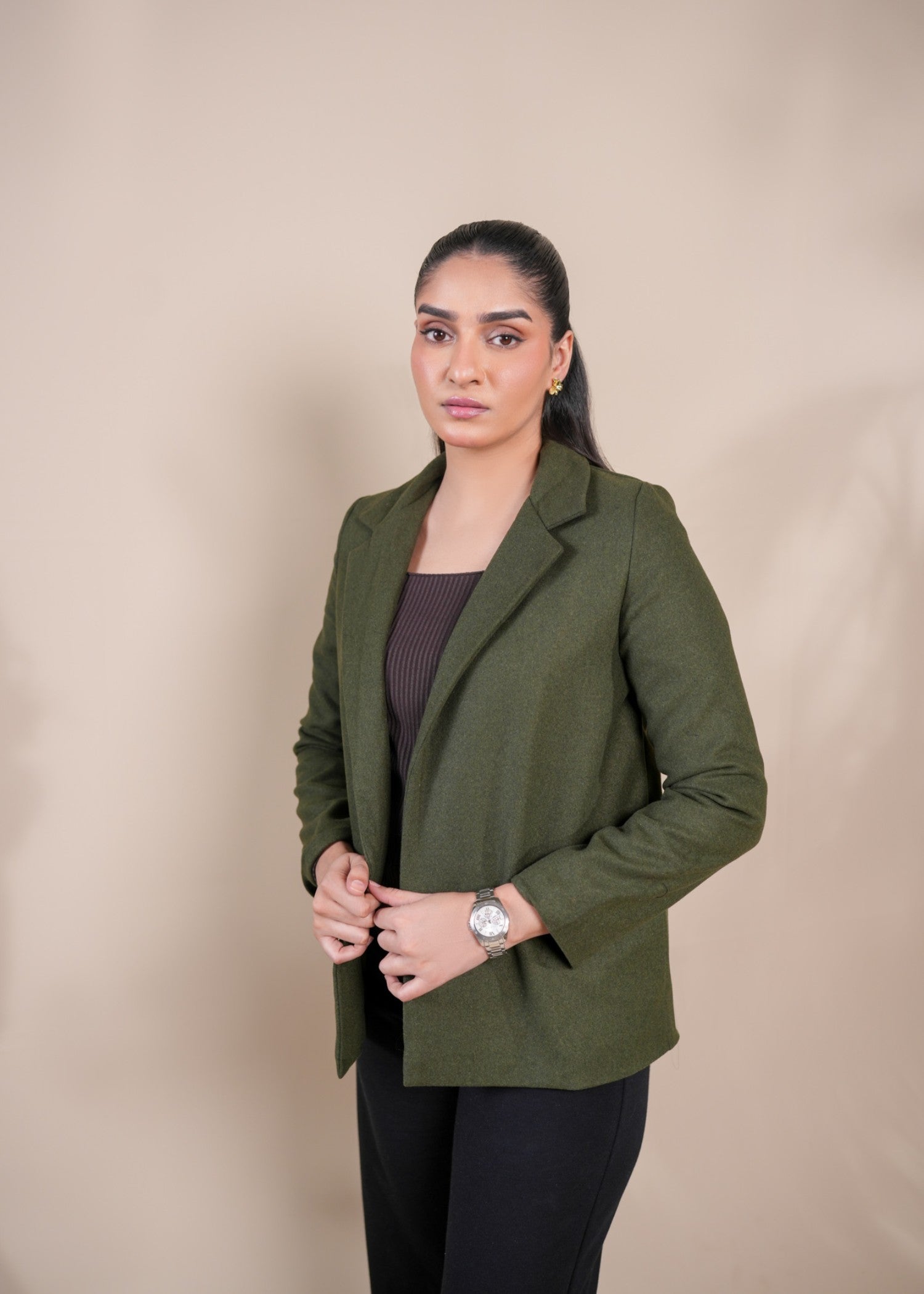 wool Coat in Olive green