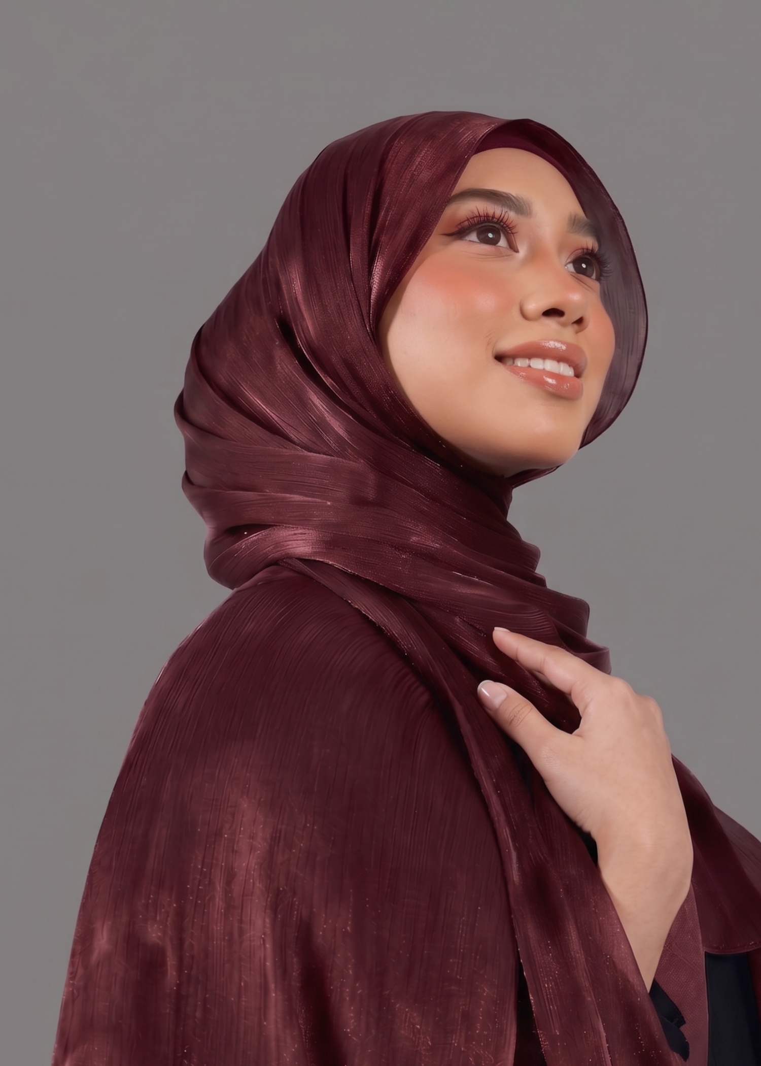 lurex organza Hijab in Maroon