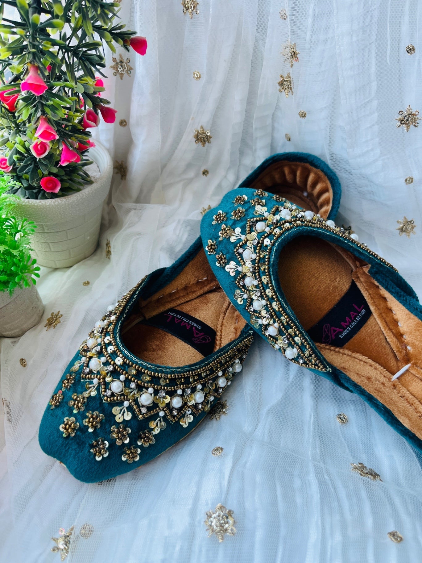 Khussa in Sea green by - High Quality Women Khussa XUW8888