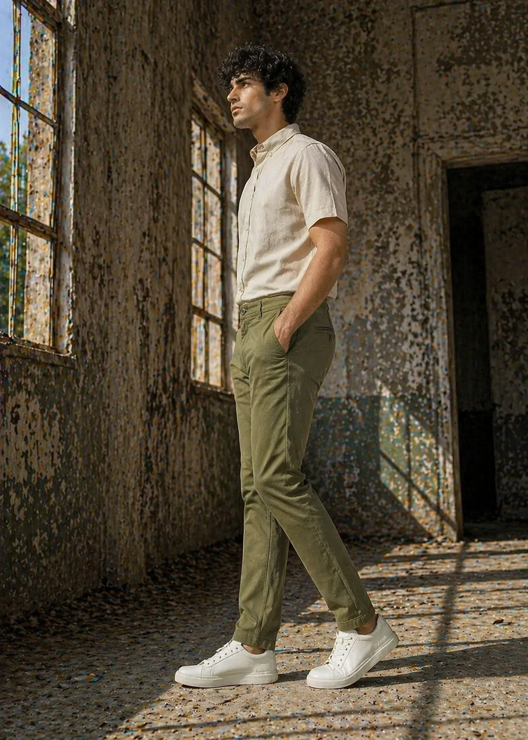 cotton Pants in Olive green