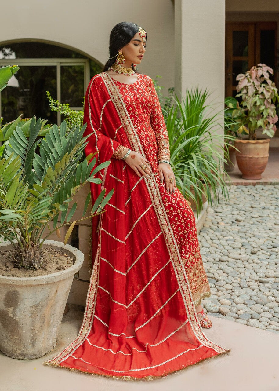 chiffon Pishwas in Red