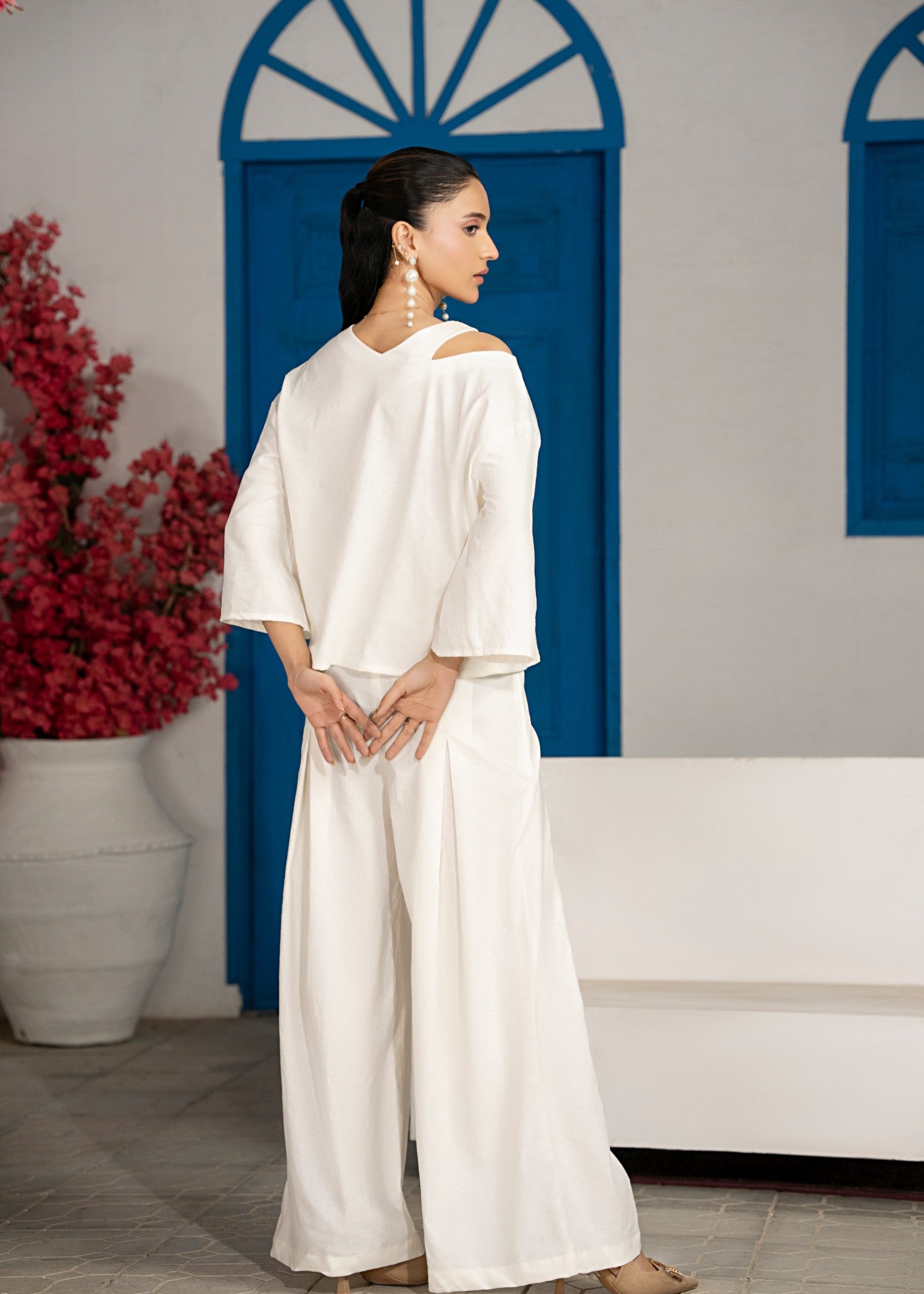 cotton linen Co Ord Sets in Off-white