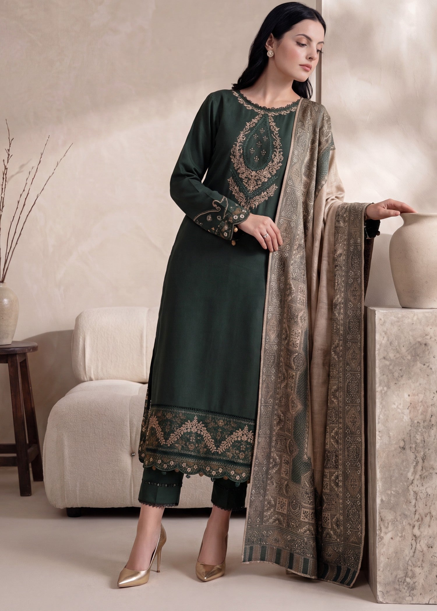 lawn Kurta Set in Green
