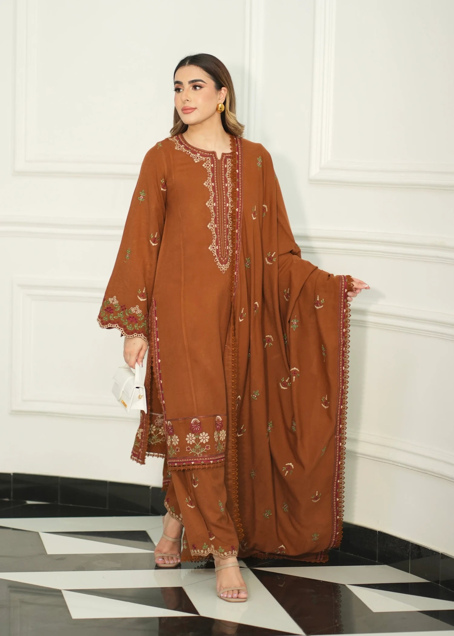 dhanak Kurta Set in Chili orange