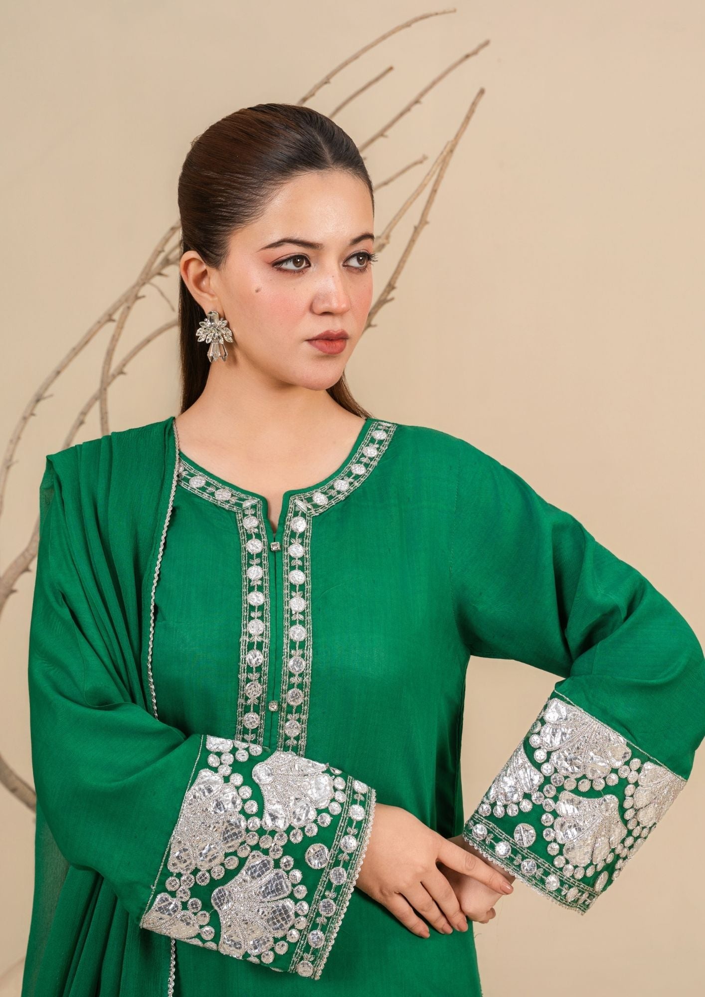 viscose thai silk Kurta Set in Sea green