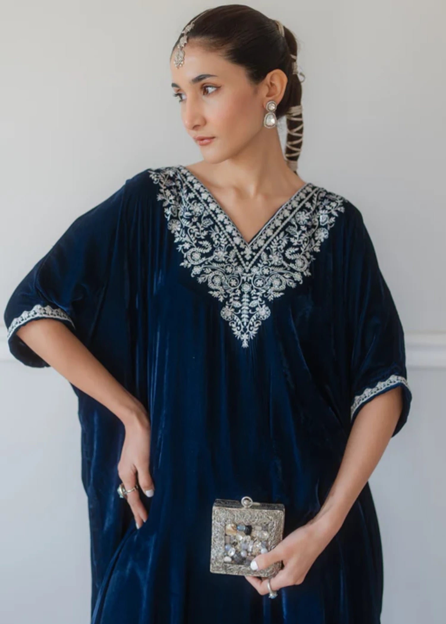velvet Kaftan in Blue