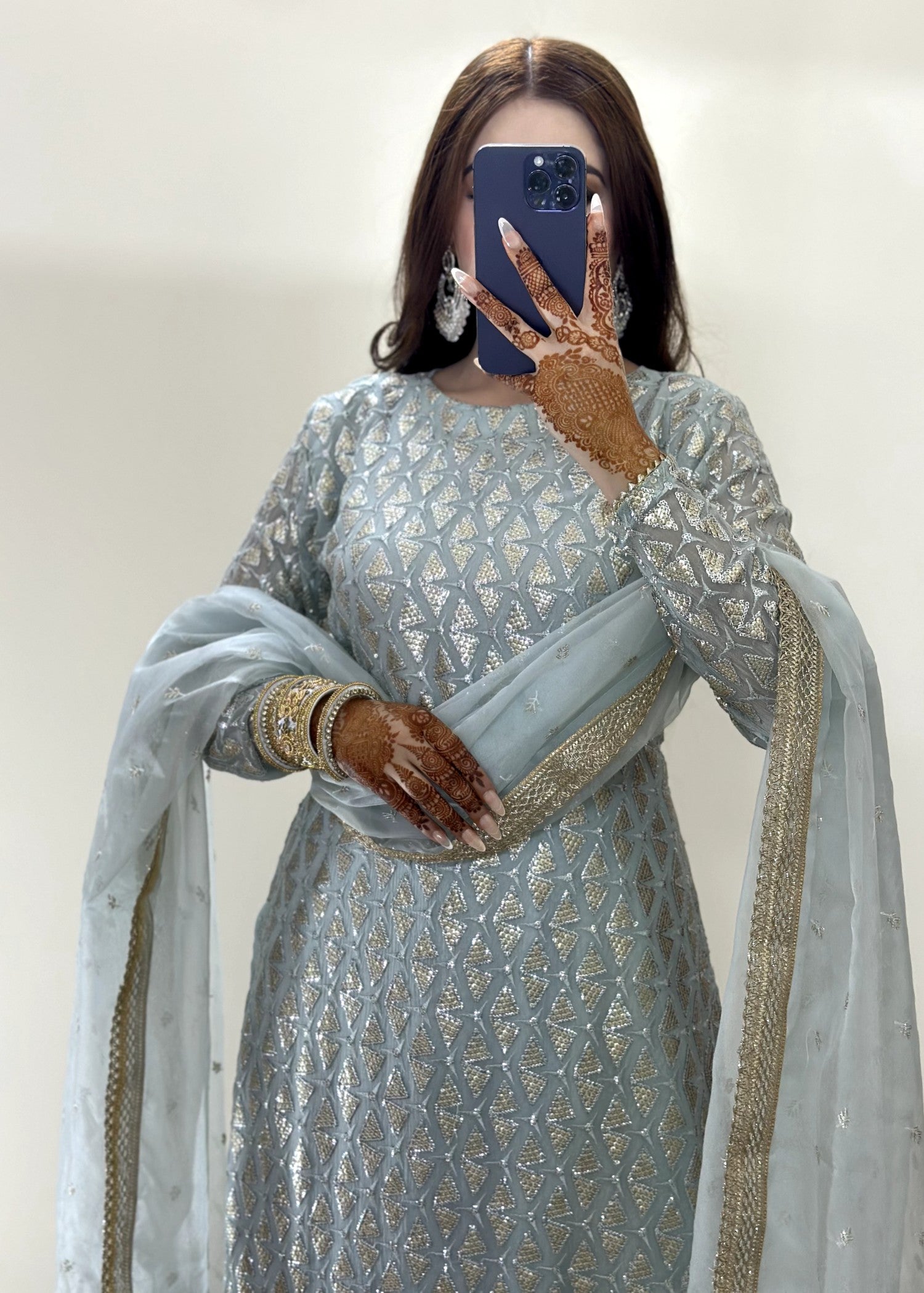 bemberg crinkle chiffon Sharara in Light blue