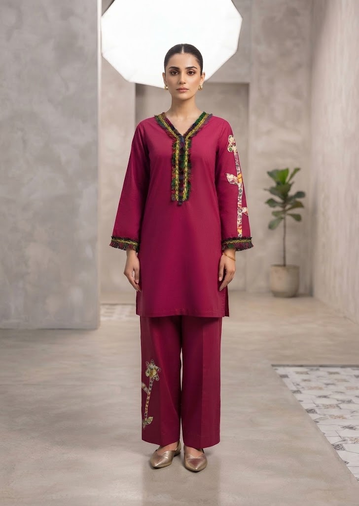 blended satin Co Ord Sets in Maroon