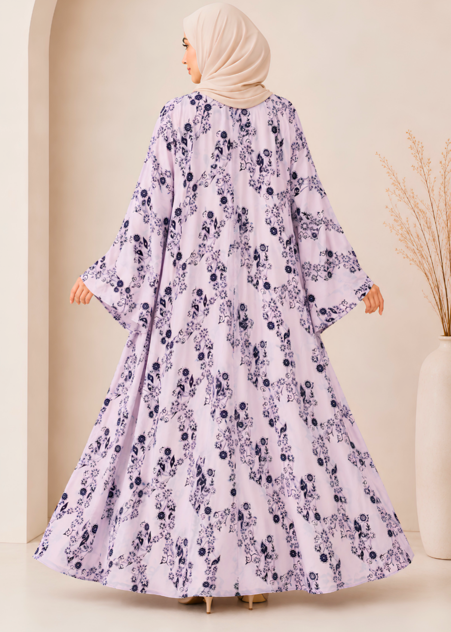 crepe georgette Abaya in Lavender