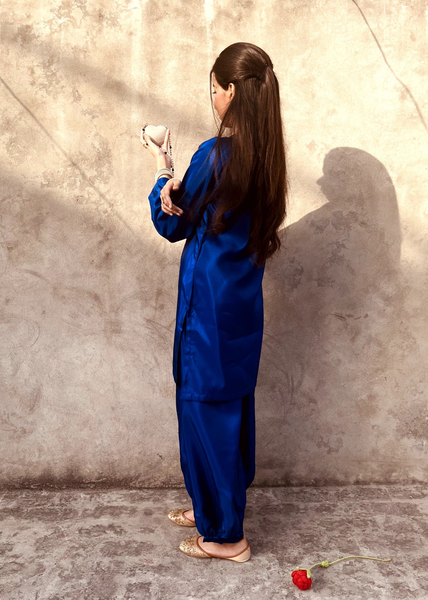 poly silk Co Ord Sets in Sapphire blue