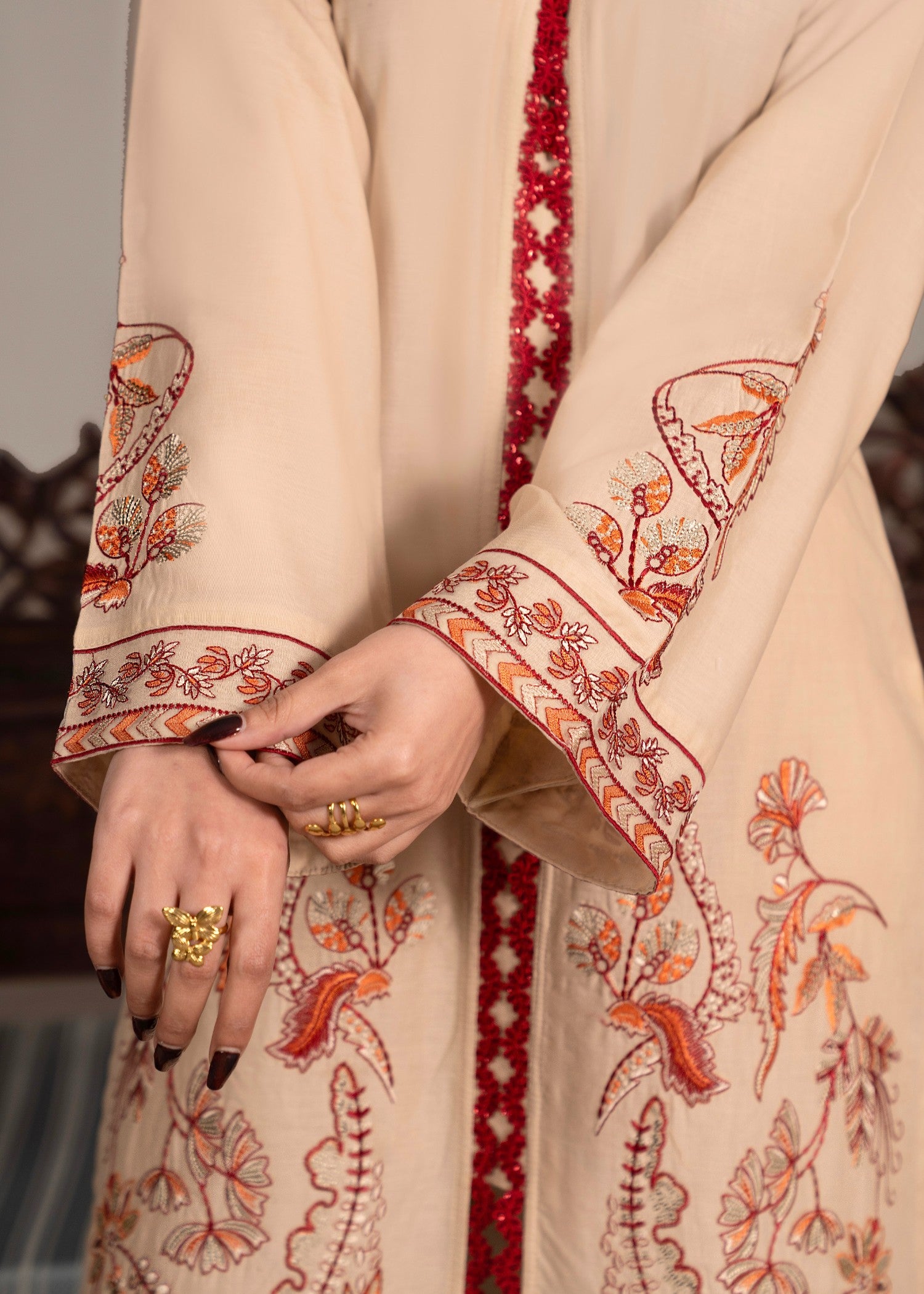 cotton Kurta Set in Beige