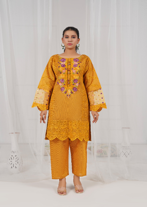 yarn dyed khaddi Kurta Set in Mustard