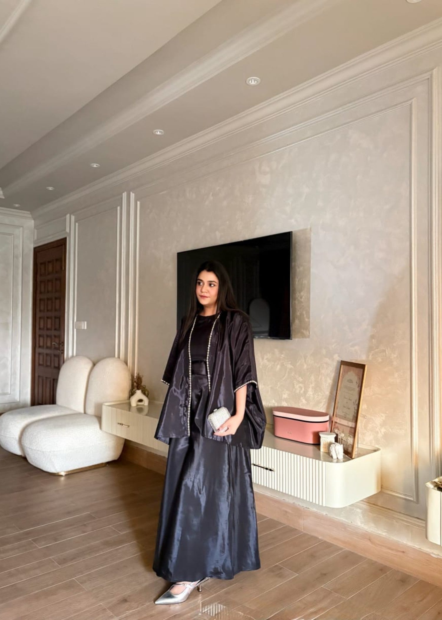 kattan silk Jacket in Black