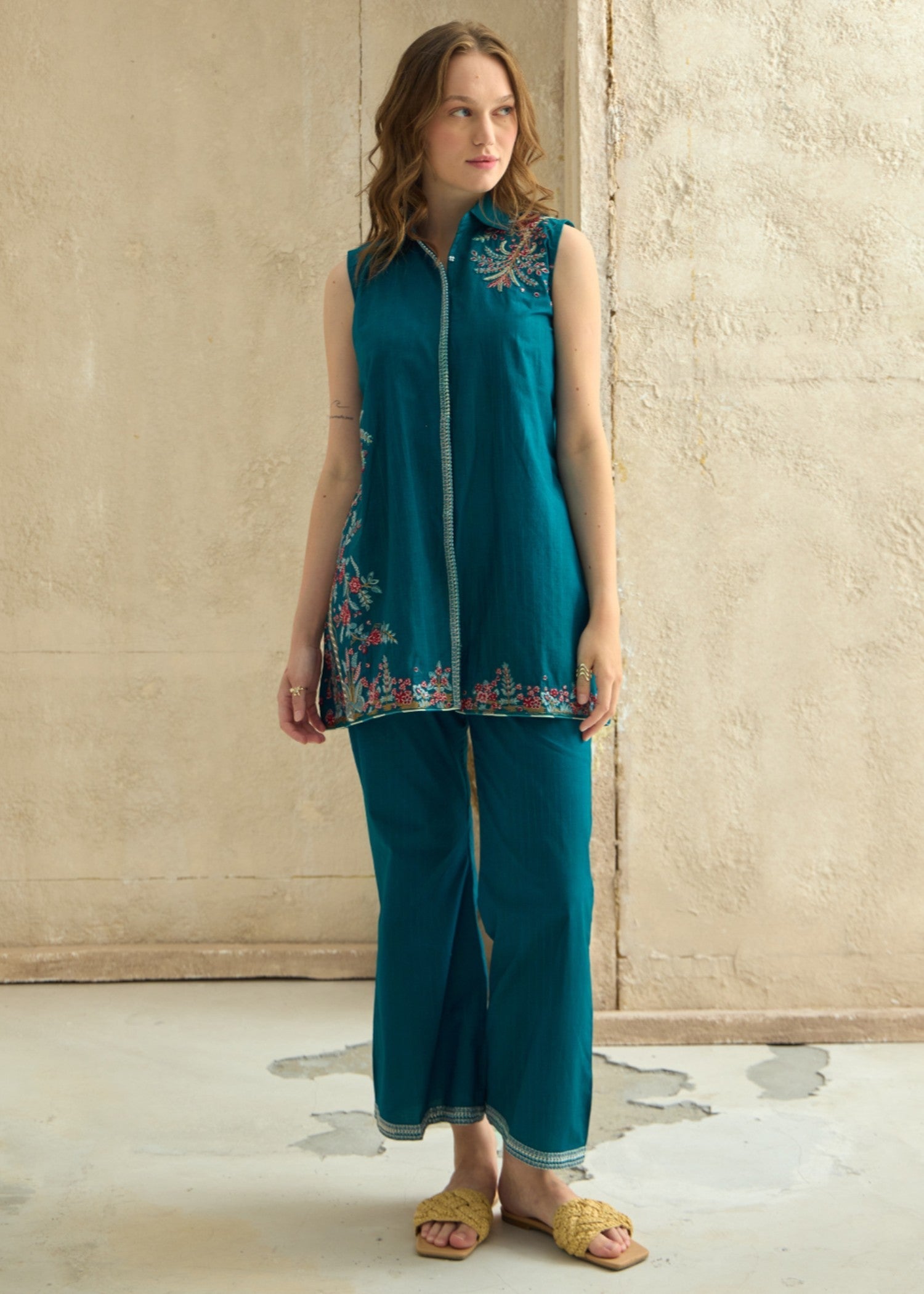 leno kara Co Ord Sets in Teal