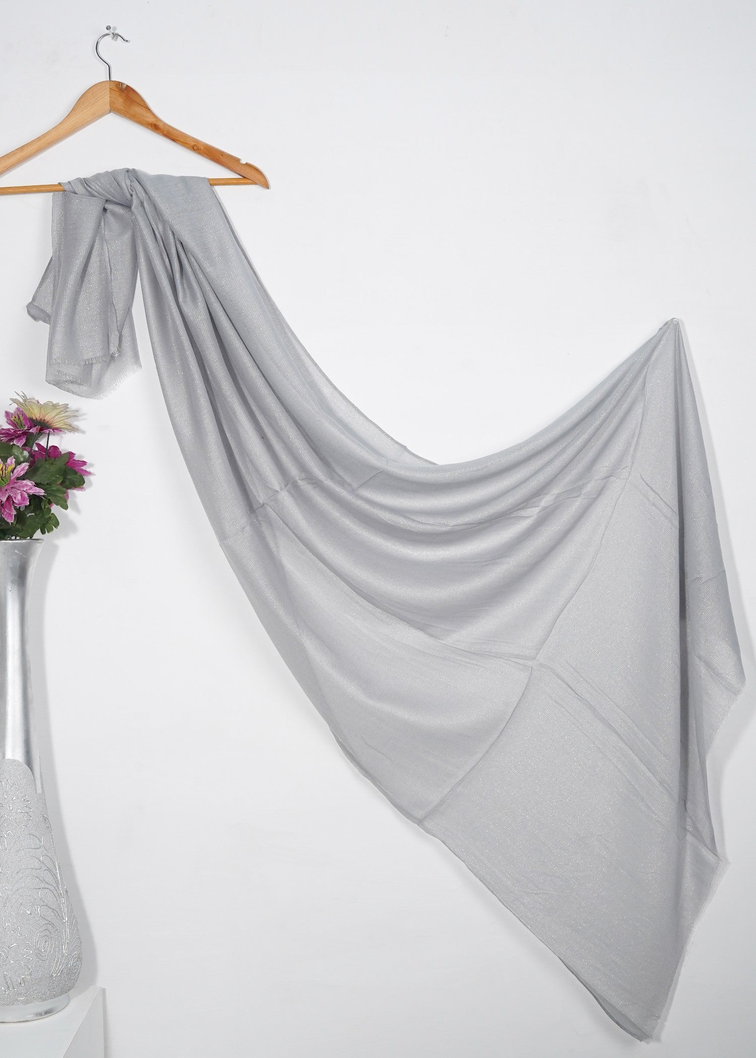 zari lawn Hijab in Ash grey