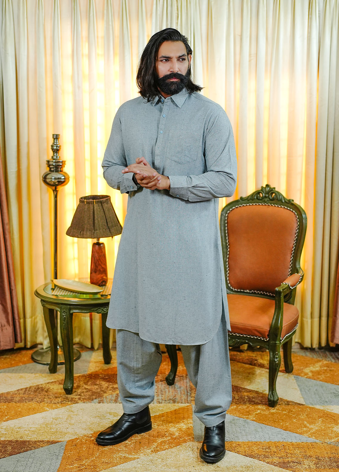 wool viscose Shalwar Kameez in Powder blue