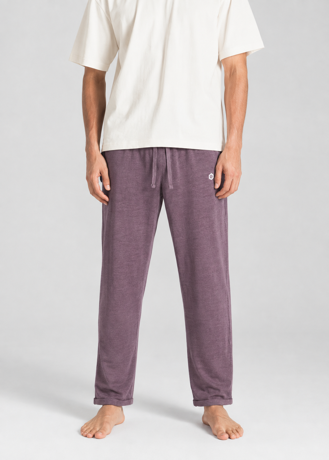 cotton jersey Trousers in Mauve, plum purple