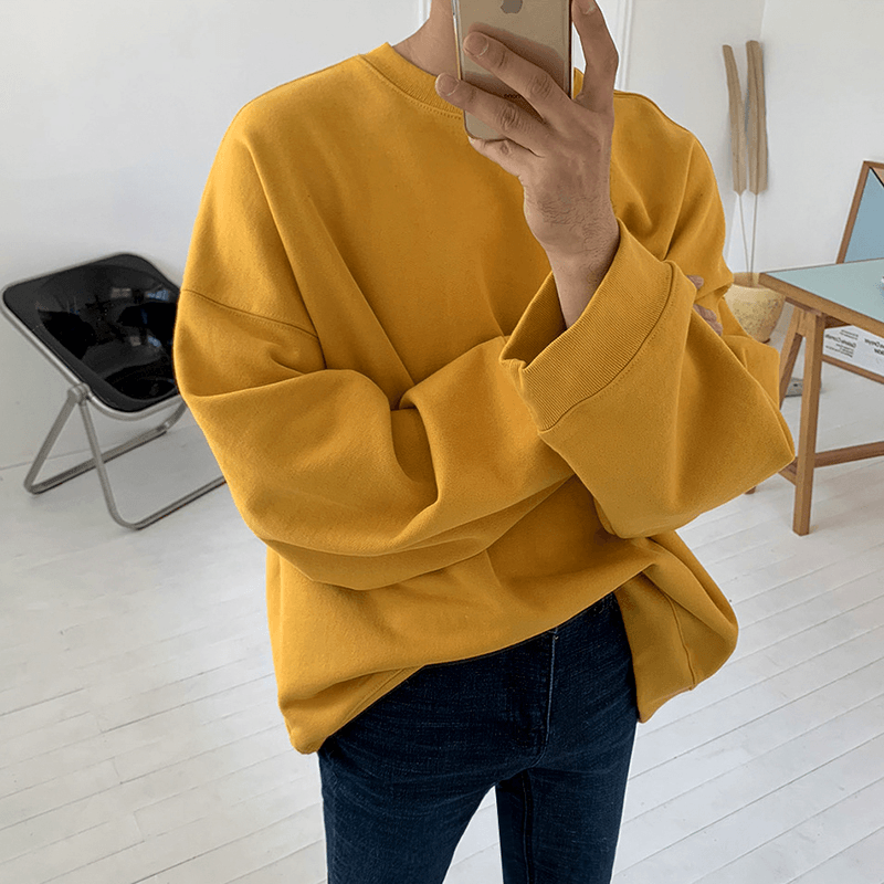 Mrcyc Autumn and Winter Loose Fitting Pullover round Neck Sweater Men''S and Women''S Long Sleeve Korean Cotton Bottomed Shirt