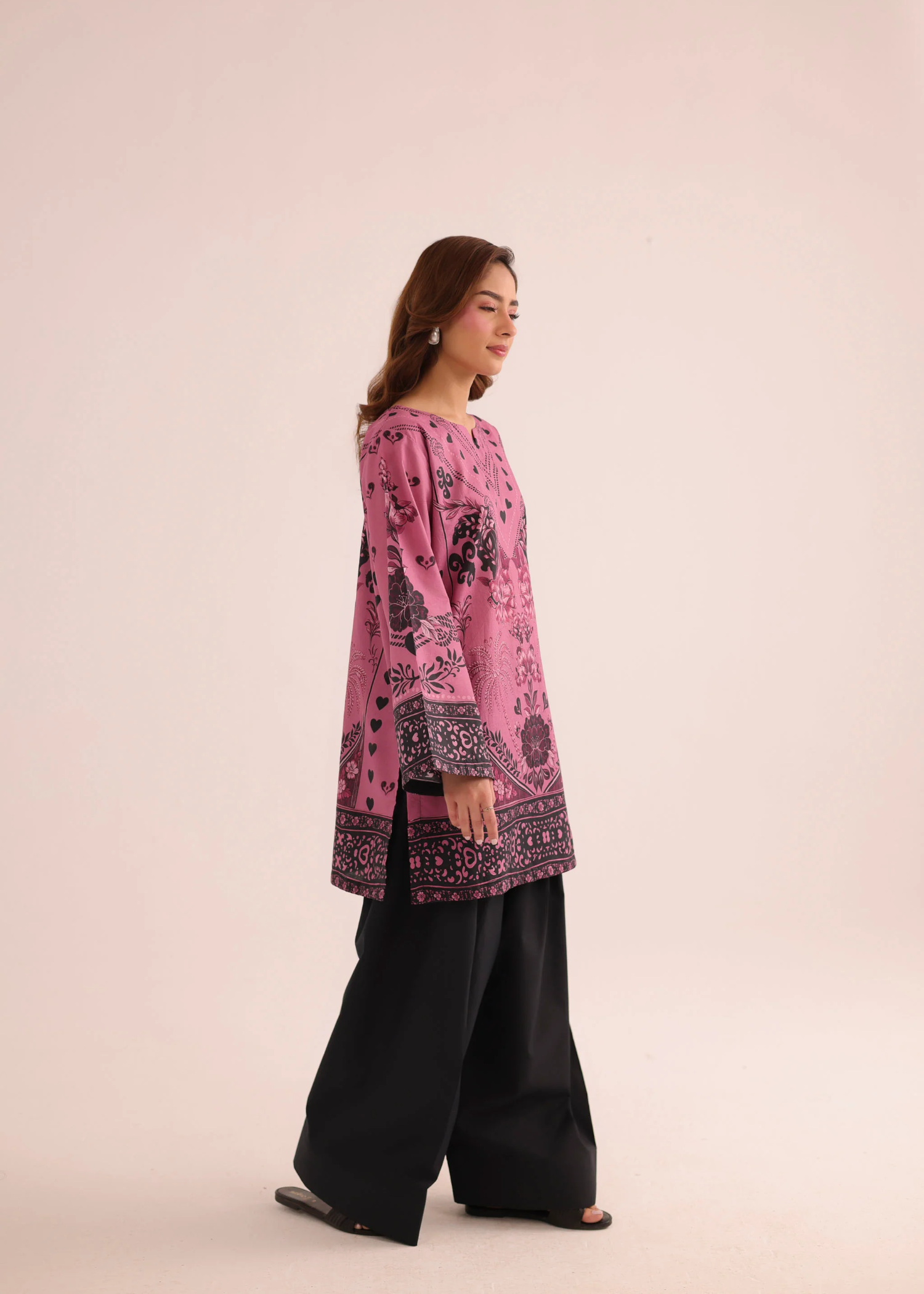 poly lawn Kurti in Purple