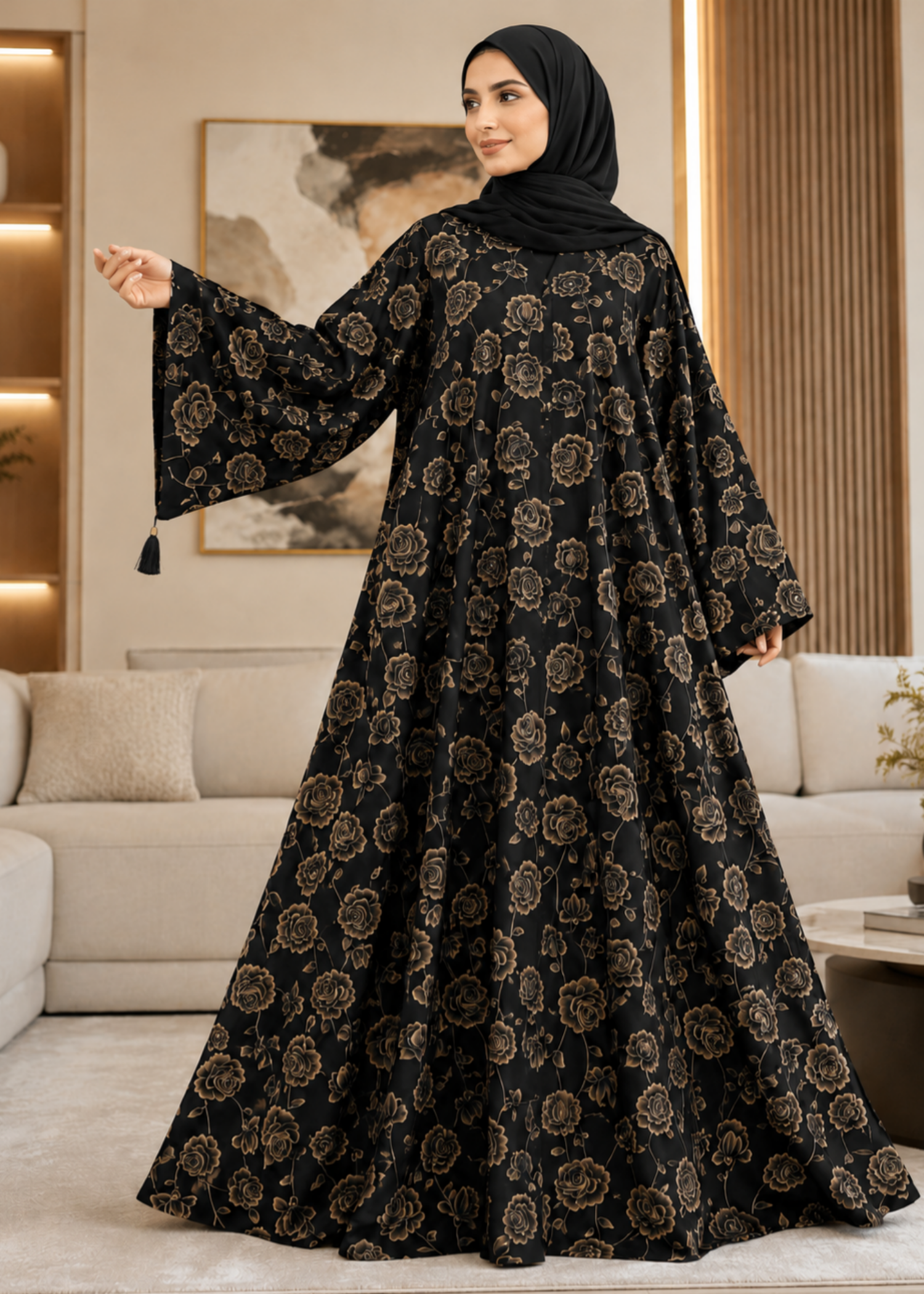 nidha Abaya in Black, sage green