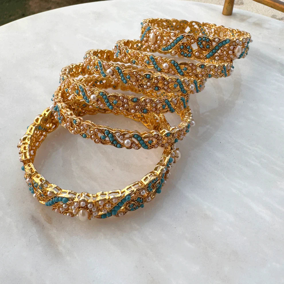 Bangles in Turquoise Color by - Trendy Women Bangles AJP2841