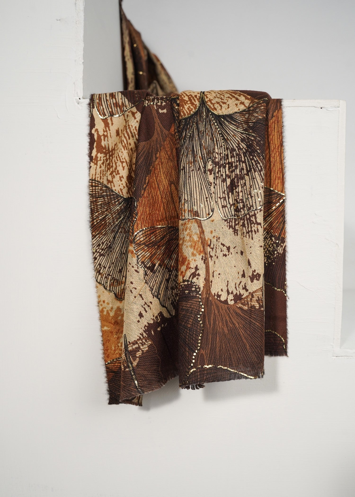 wool Hijab in Mocha brown, multi