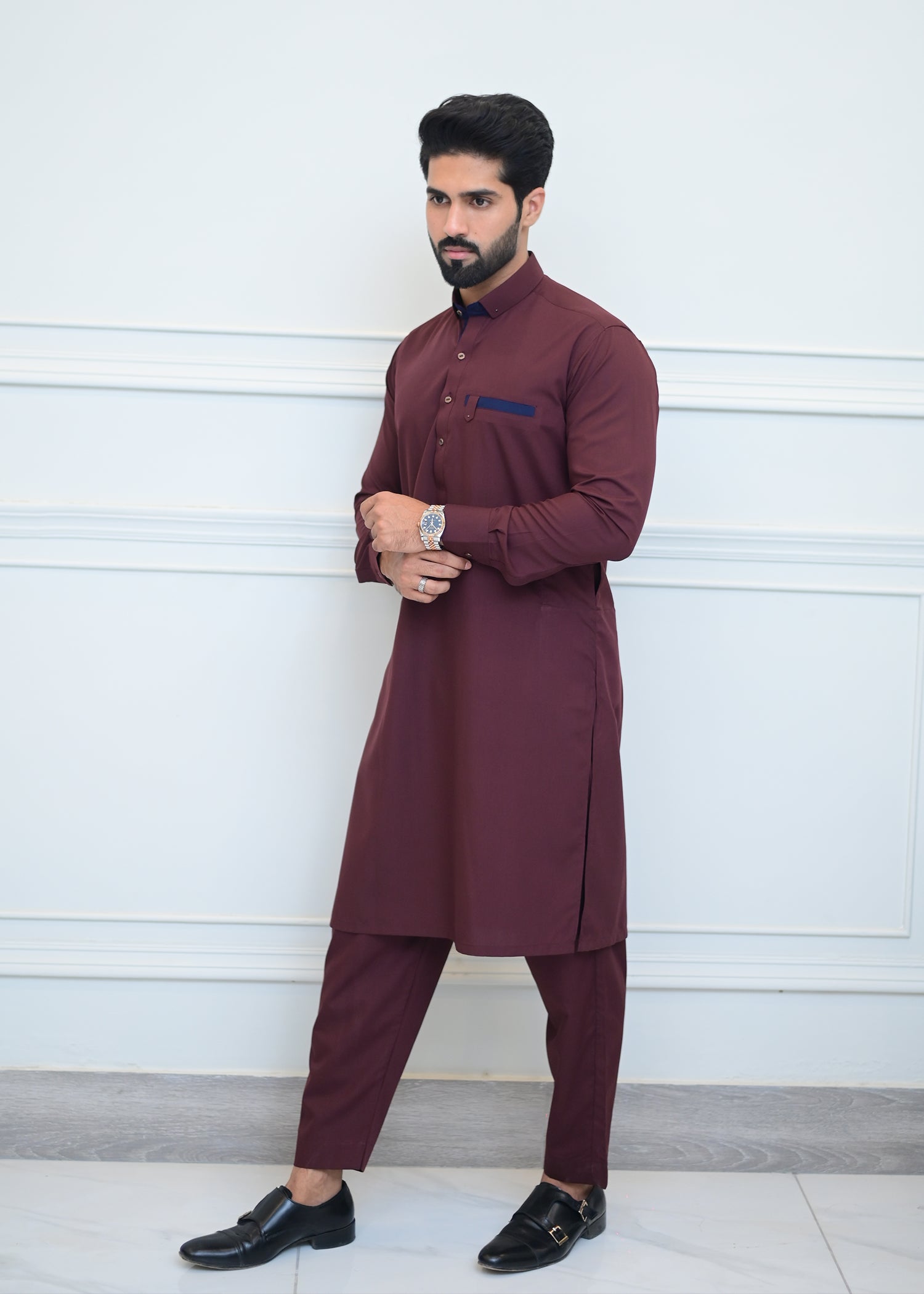 wash & wear Kurta Set in Maroon