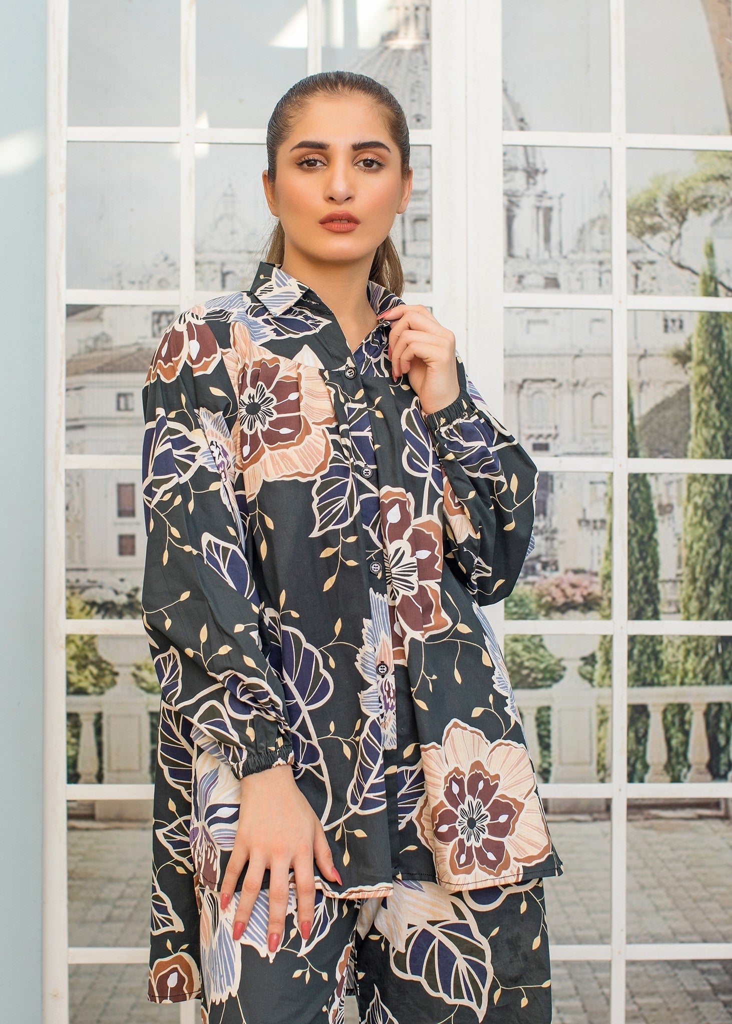 cotton Co ord Sets in Charcoal