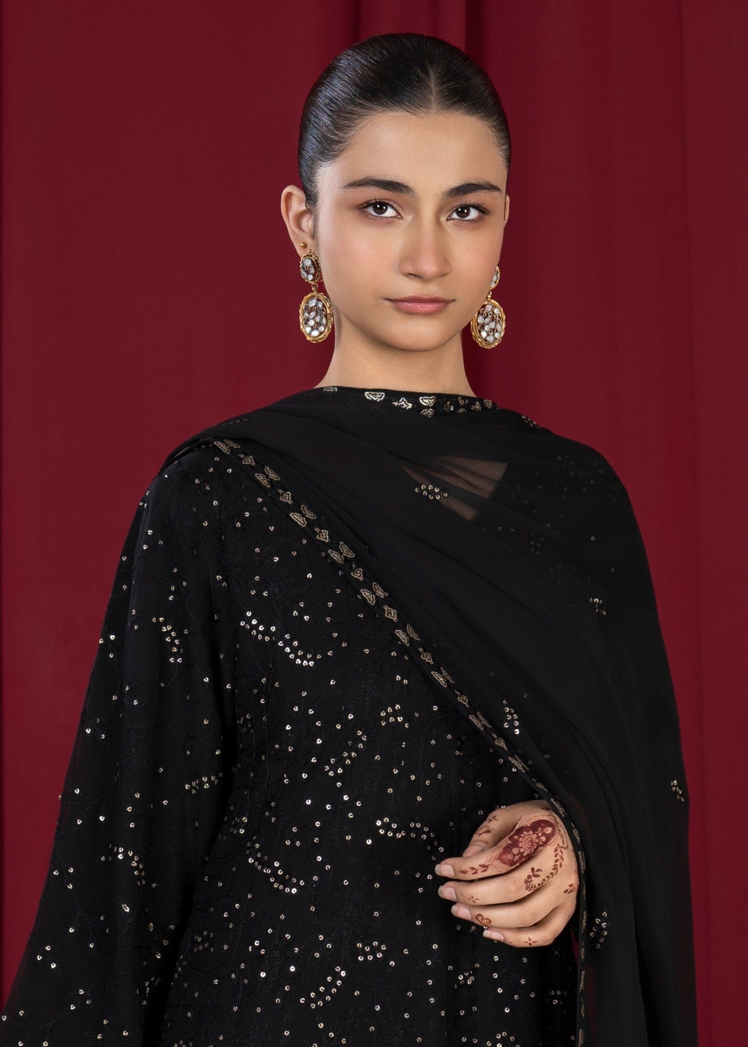 bemberg crinkle chiffon Maxi in Black