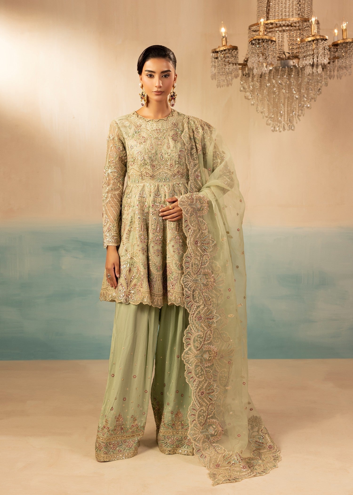 organza Peplum in Mint green