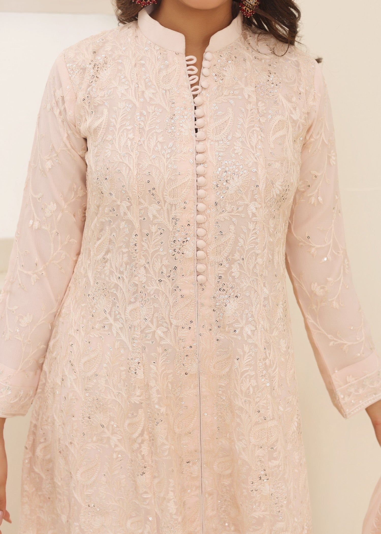 bemberg crinkle chiffon Maxi in Peach orange