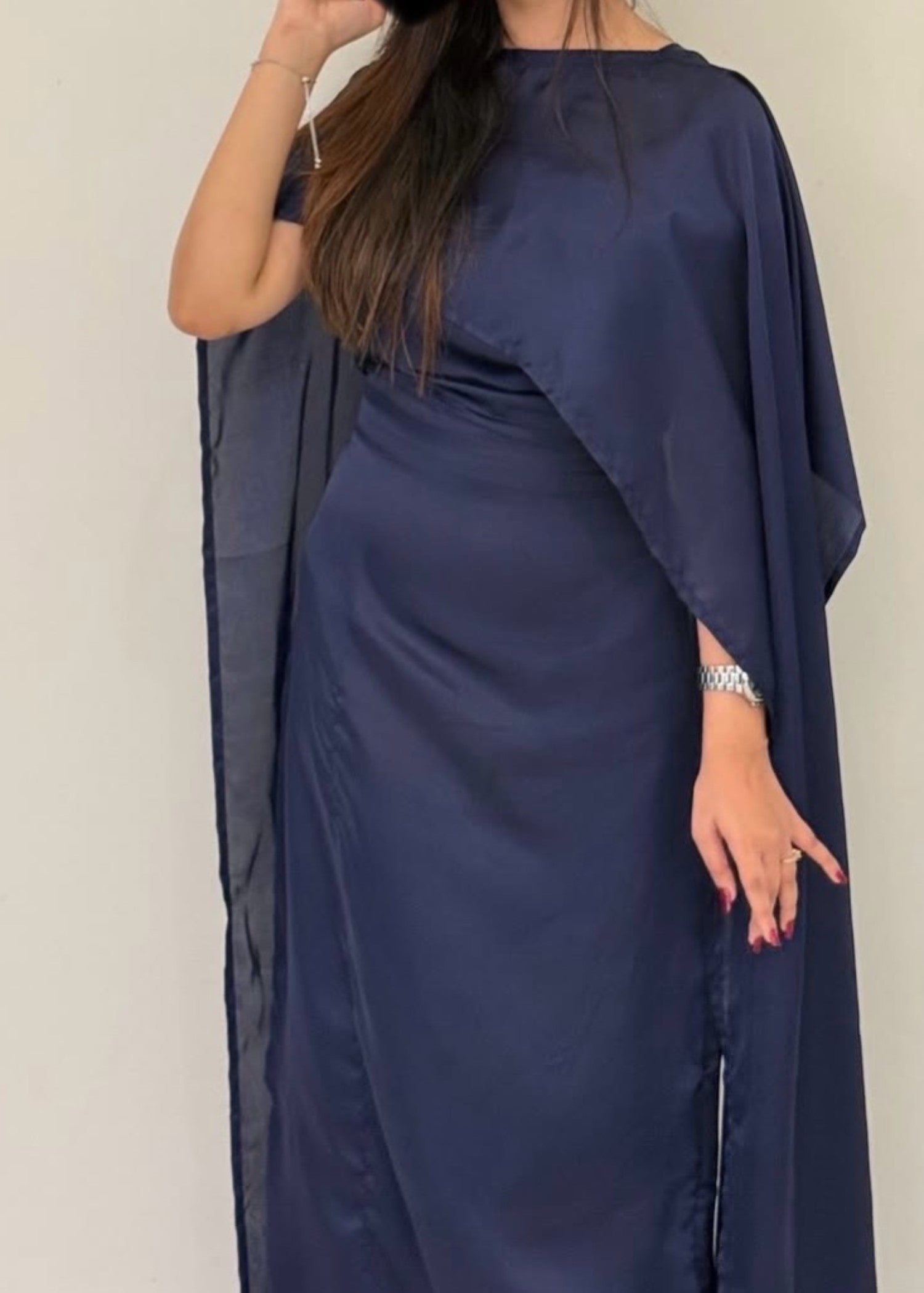 satin silk Dress in Navy blue